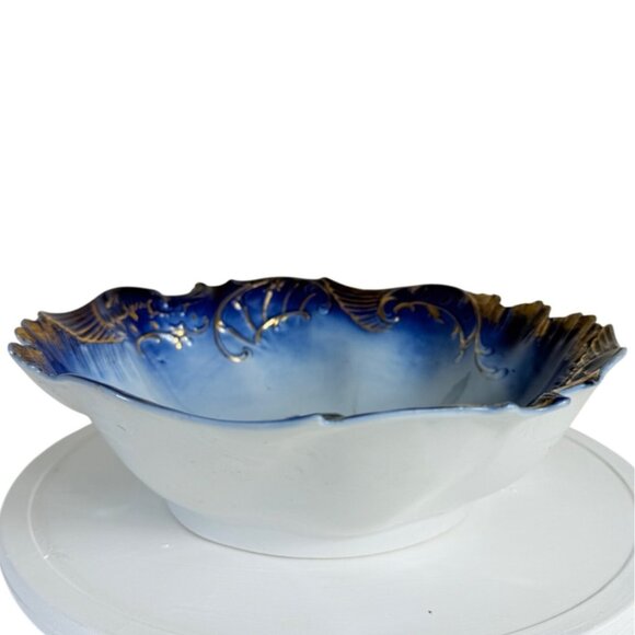 JPF Germany Japanese Geisha Bowl Decorative Porcelain Cobalt Blue Gold Gilt Home - Picture 4 of 15